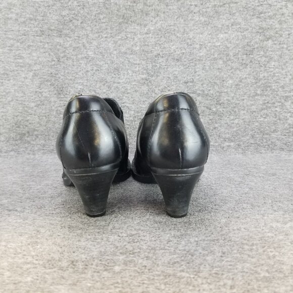✅Born Black Leather Ankle Slip On Bootie Block Heeled Shoes Women's Size 7.5 - Picture 8 of 10